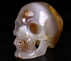 Nice 5.1" Carnelian Carved Crystal Skull,Super Realistic, Crystal Healing