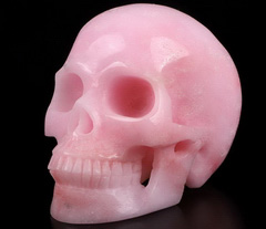 Huge 5.0" Pink Aragonite Carved Crystal Skull, Realistic, Crystal Healing