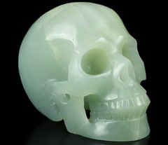 NEW STONE Huge 5.0" Blue Ice Jade Carved Crystal Skull, Realistic, Crystal Healing