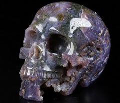 Gemstone Huge 3.9" Purple Grape Agate Carved Crystal Skull, Crystal Healing