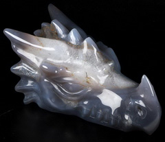 5.9" Agate Carved Crystal Dragon Head, Crystal Healing