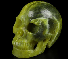 5.0" Serpentine Marble Carved Crystal Skull, Realistic, Crystal Healing