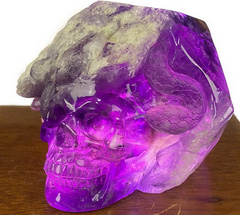 Gemstone 4.6" Amethyst Carved Crystal Skull & Snake, Crystal Healing