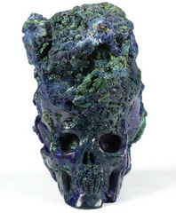 Gemstone 2.8" Azurite & malachite Carved Crystal Skull, Realistic, Crystal Healing
