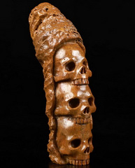 3.9" ox horn fossil Carved Crystal Skull, Realistic