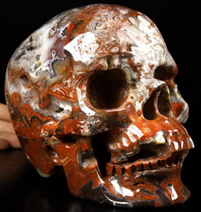 Top Quality Lifesized 6.9" Red Crazy Lace Agate Carved Crystal Skull,Super Realistic, Crystal Healing
