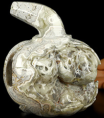 5.0" Crazy Lace Agate Carved Crystal Pumpkin Skull, Crystal Healing