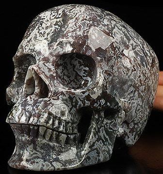 Super Realistic! Lifesized 6.1" Green Moss Agate Hand Carved Crystal Skull, Crystal Healing