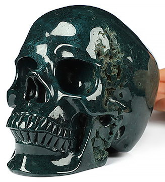 Super Realistic! Lifesized 6.1" Green Grape Agate Hand Carved Crystal Skull, Crystal Healing