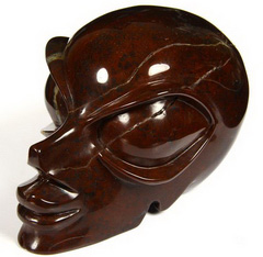 Huge 5.2" Chinese Bloodstone Carved Crystal Beauty Alien Skull
