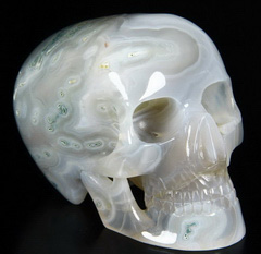 Unique Geode Huge 4.4" Agate Carved Mitchell-Hedges Crystal Skull Replica, Skull of Doom