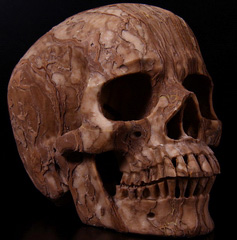 Huge 5.1" 3D Art Jasper Carved Crystal Skull, Super Realistic