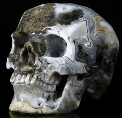 Huge 5.2" Ocean Jasper Carved Crystal Skull, Super Realistic