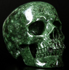 Huge 5.2" Green Coral Stone Carved Crystal Skull, Super Realistic