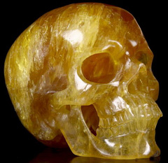 Gemstone Huge 4.1" Orange Fluorite Carved Crystal Skull, Super Realistic