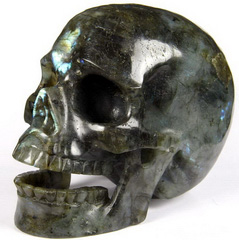 Huge 5.9" Labradorite Carved Crystal Singing Skull