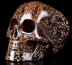 Huge 5.1" Brown Snowflake Carved Mitchell-Hedges Crystal Skull Replica, Skull of Doom
