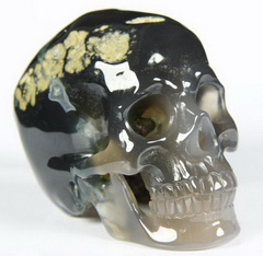 Unique 3.5" Geode Agate Carved Crystal Skull, Super Realistic