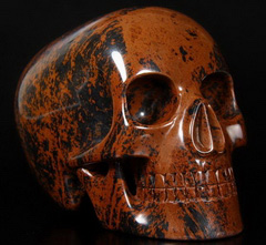 Huge 5.0" Mahogany Obsidian Carved Mitchell-Hedges Crystal Skull Replica Skull of Doom