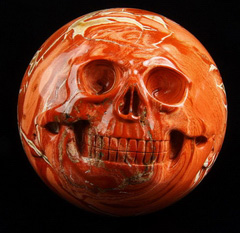 4.3" Red Jasper Carved Crystal Skull, Realistic