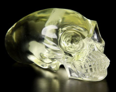 Huge 4.0" Citrine Carved Elongated Mayan Alien Crystal Skull, Kingdom of Crystal Skulls