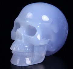 Nice 2.1" Blue Chalcedony Carved Crystal Skull, Realistic