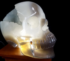Lifesized 7.7" Agate Amethyst Geode Carved Crystal Skull, Realistic