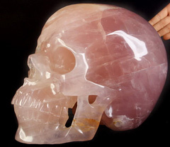 Titan 14.6" Rose Quartz Carved Crystal Skull,Super Realistic, Crystal Healing