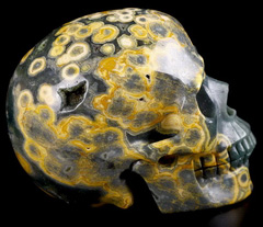 Nice 5.0" Ocean Jasper Carved Crystal Skull, Realistic, Crystal Healing