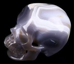 5.2" Banded Agate Carved Crystal Skull, Super Realistic, Crystal Healing