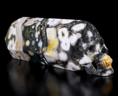 Nice 5.1" Ocean Jasper Carved Crystal Skull Wand/point, Crystal Healing