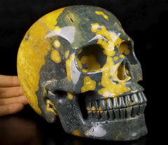 Lifesized 7.0" Ocean Jasper Carved Crystal Skull, Realistic, Crystal Healing