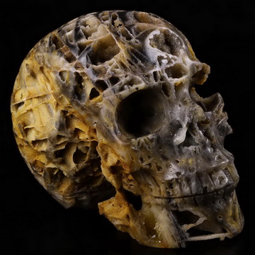 5.0" Geode fluorite Hand Carved Crystal Skull, Realistic, Crystal Healing