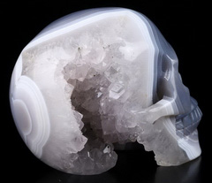 Huge 4.5" Agate Geode Carved Crystal Skull, Realistic, Crystal Healing