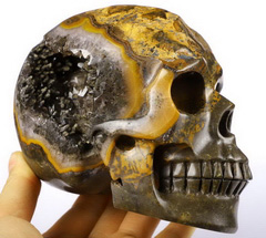 Gemstone 5.0" Empire Red Agate Geode Carved Crystal Skull Realisitic Skulls, Realistic