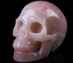 Huge 5.0" Rose Quartz Carved Crystal Skull, Realistic, Crystal Healing
