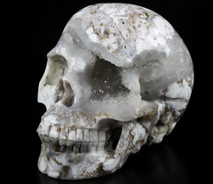 Geode Huge 5.0" Indonesian Agate Carved Crystal Skull, Realistic, Crystal Healing