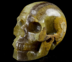 Huge 4.8" Orange Fluorite Carved Crystal Skull, Realistic, Crystal Healing