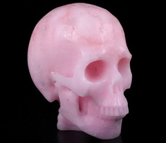 Huge 4.4" Pink Aragonite Carved Crystal Skull & Spine, Realistic, Crystal Healing