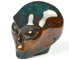 2.0" Bloodstone Star Being Female Alien Crystal Skull Companion,Reiki Healing Stone Statue