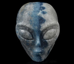 2.0" K2 Azurite Granite Star Being Female Alien Crystal Skull Companion,Reiki Healing Stone Statue
