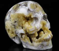 Geode Huge 5.0" Indonesian Agate Carved Crystal Skull, Realistic, Crystal Healing