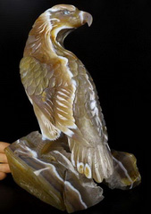 9.3" Agate Geode Carved Crystal Eagle, Labradorite Eyes, Crystal Healing