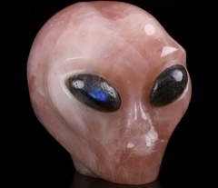 4.1 Rose Quartz Carved Crystal Alien Skull, Crystal Healing