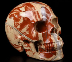 Huge 5.1" Red Jasper Carved Crystal Skull, Realistic, Crystal Healing