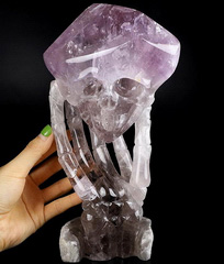 Original 9.7" Amethyst Carved Crystal Skull, Crystal Healing