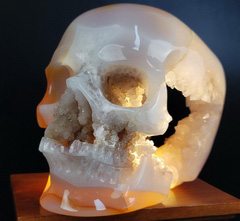 Lifesized 6.8" Agate Geode Carved Crystal Skull, Crystal Healing