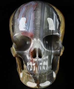 Top Quality Lifesized 6.9" Dinosaur Egg Agate Carved Crystal skull,Super Realistic, Crystal Healing