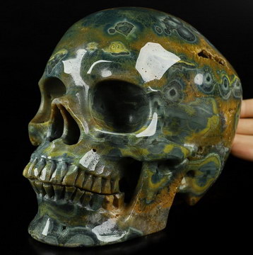 6.9" Ocean Jasper Carved Crystal skull,Super Realistic, Crystal Healing