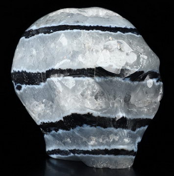 2.0" Black Zebra Agate Carved Crystal Skull,Realistic, Crystal Healing